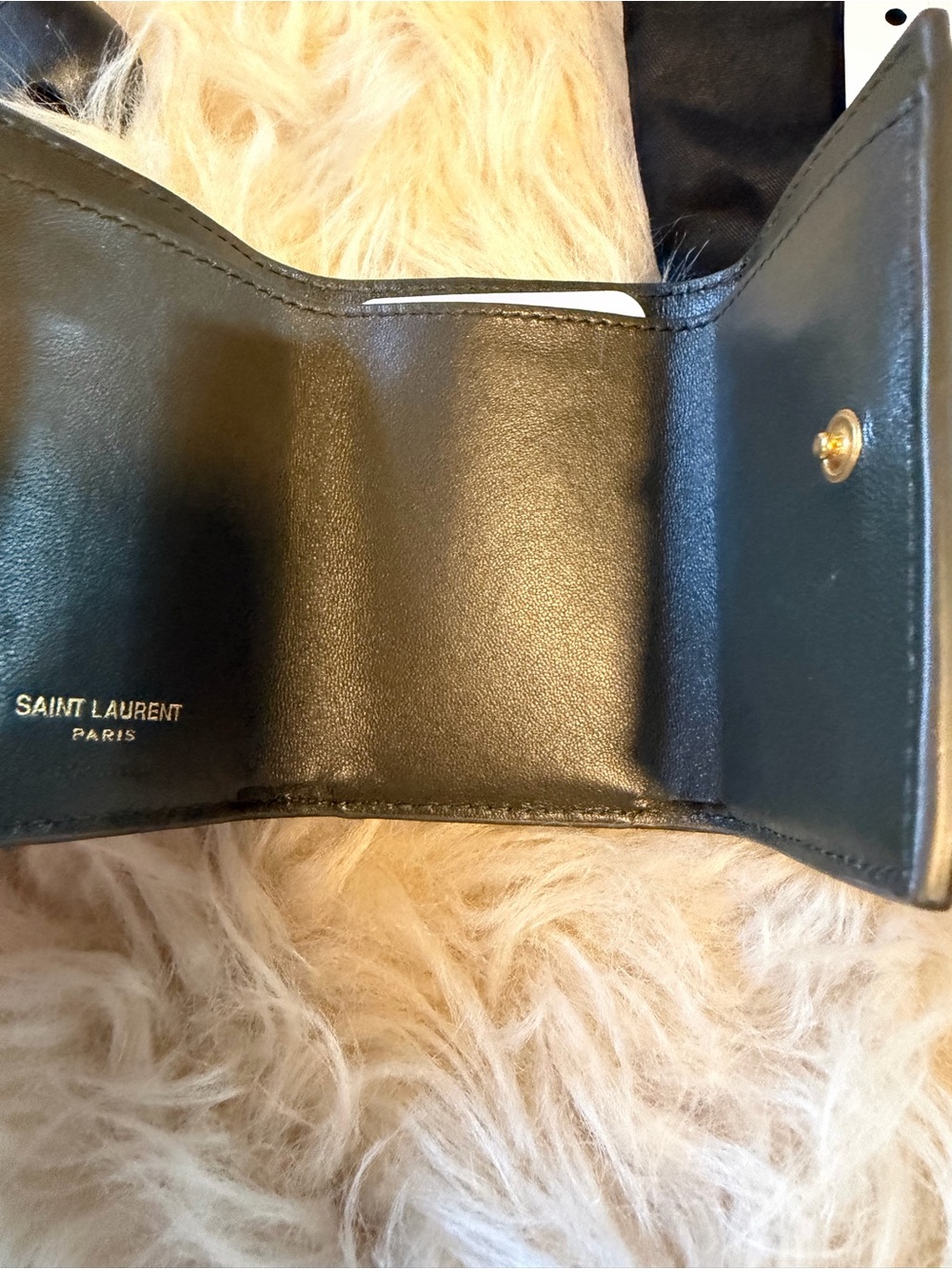 Saint Laurent Tiny Matelasse Origami Trifold Wallet in Light Musk - Picture 8 of 16